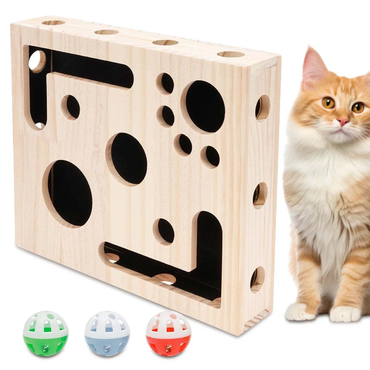 Cat Nail File Box Toy with Bell Ball and Sandpaper Inside Cat Scratch Puzzle Play Nail Care Interactive Pet Toy Stress Free