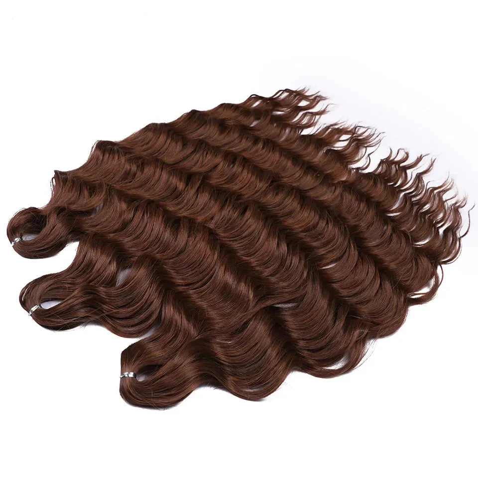 24" Orange Twist Crochet Hair | Synthetic Deep Wave Braiding Hair Extensions | Water Wave Hair | Heat Resistant Fiber | 60 Strands/Pack