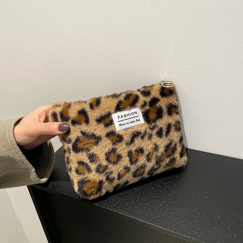Leopard Print Makeup Bag | Soft Cotton Travel Toiletry Bag