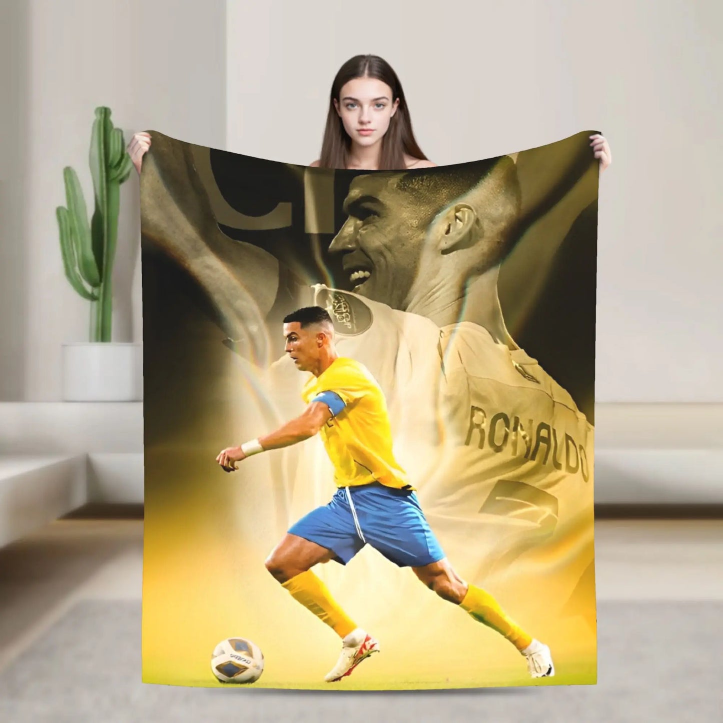 CR7  Football Soccer Blanket Ronaldos Flannel Funny Warm Throw Blanket for Bedding Lounge Decoration