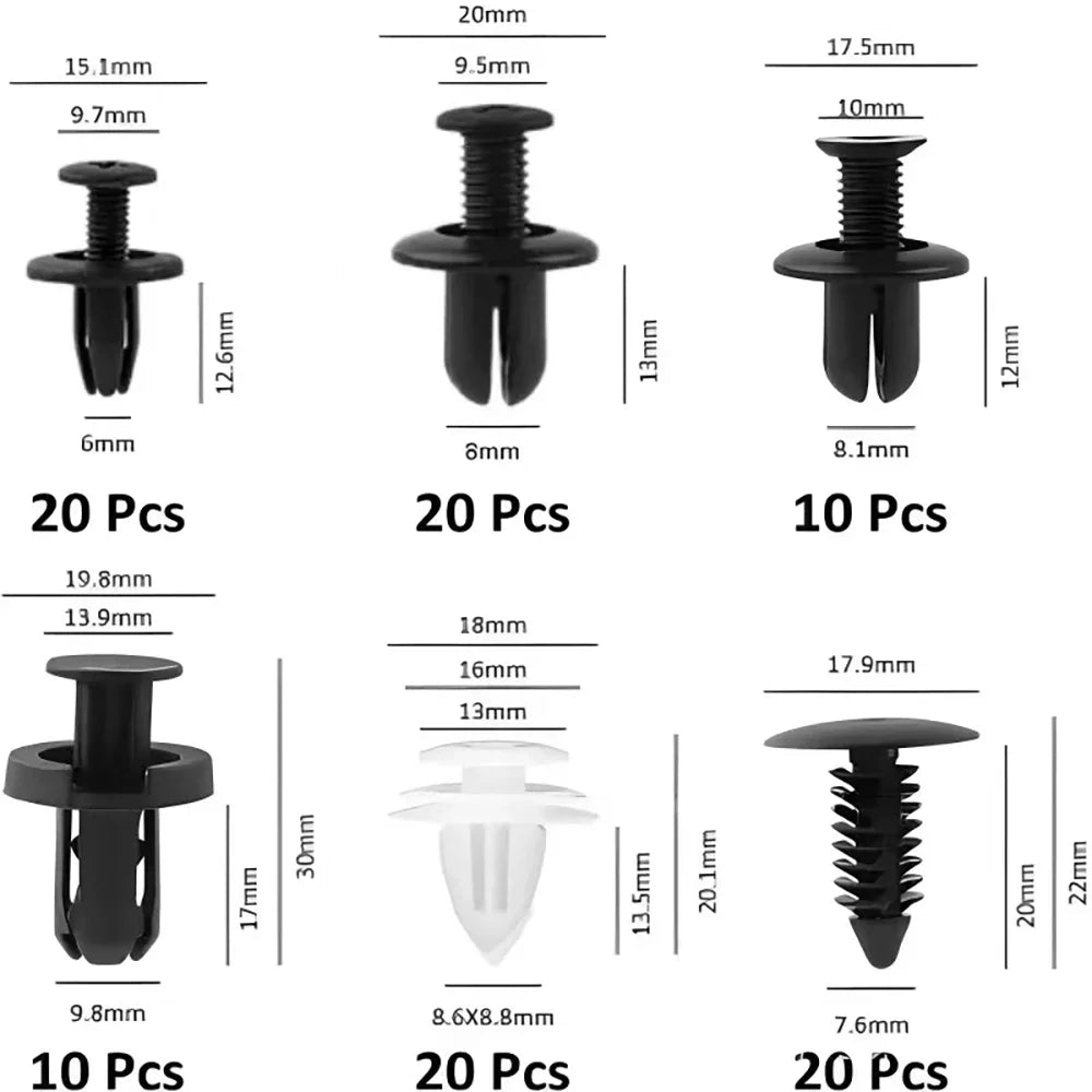 100/50PCS Auto Fastener Clips Kit - Multi-Size Retainers for Car Fender, Bumper, Door & Panel Trim