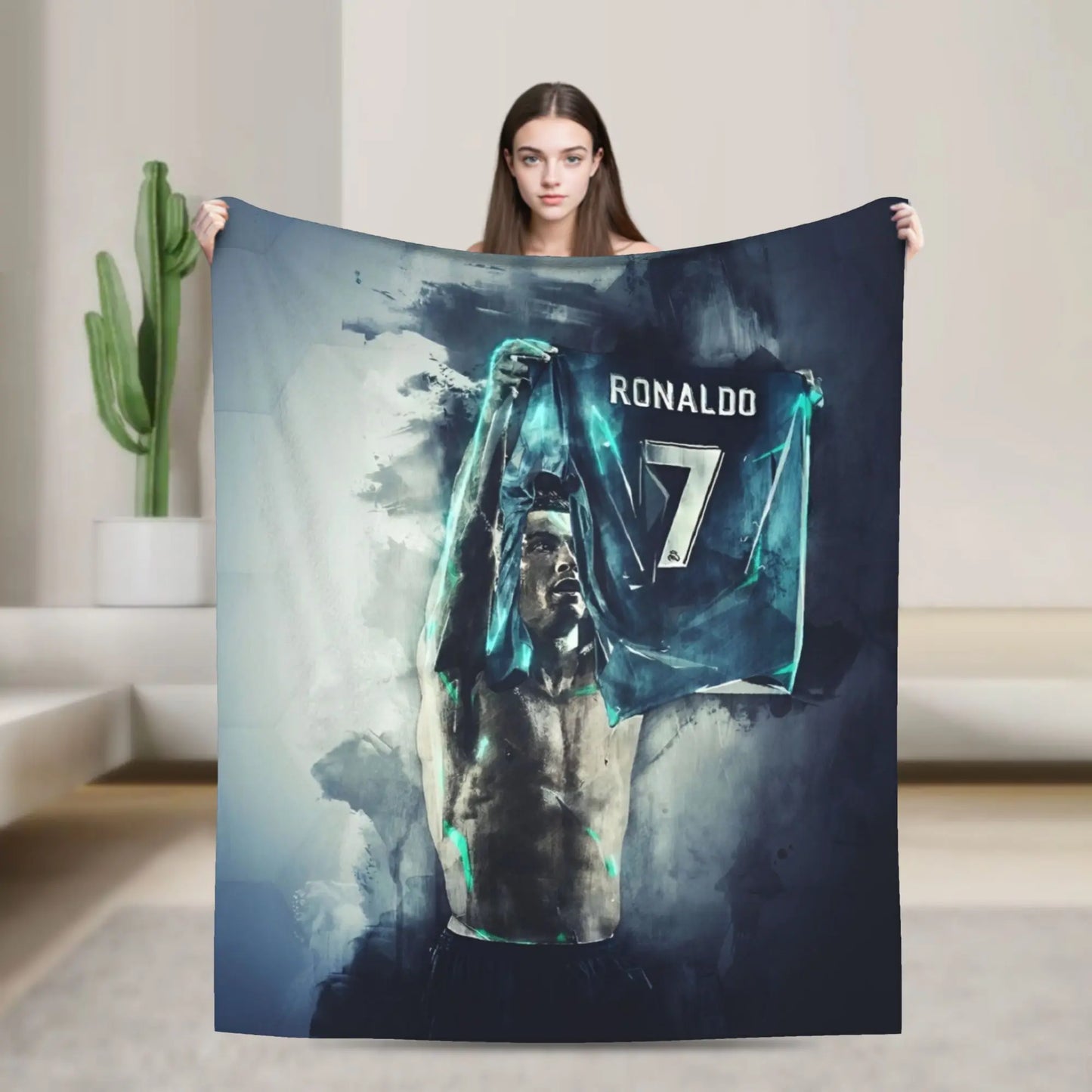 CR7  Football Soccer Blanket Ronaldos Flannel Funny Warm Throw Blanket for Bedding Lounge Decoration