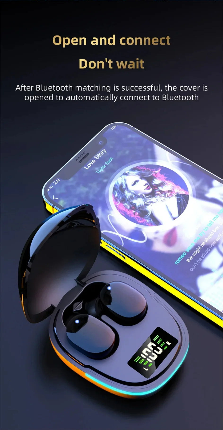 G9S Bluetooth 5.1 In Ear Wireless Earbuds LED Power Display Low Latency Gaming HiFi Stereo Sports Headphones