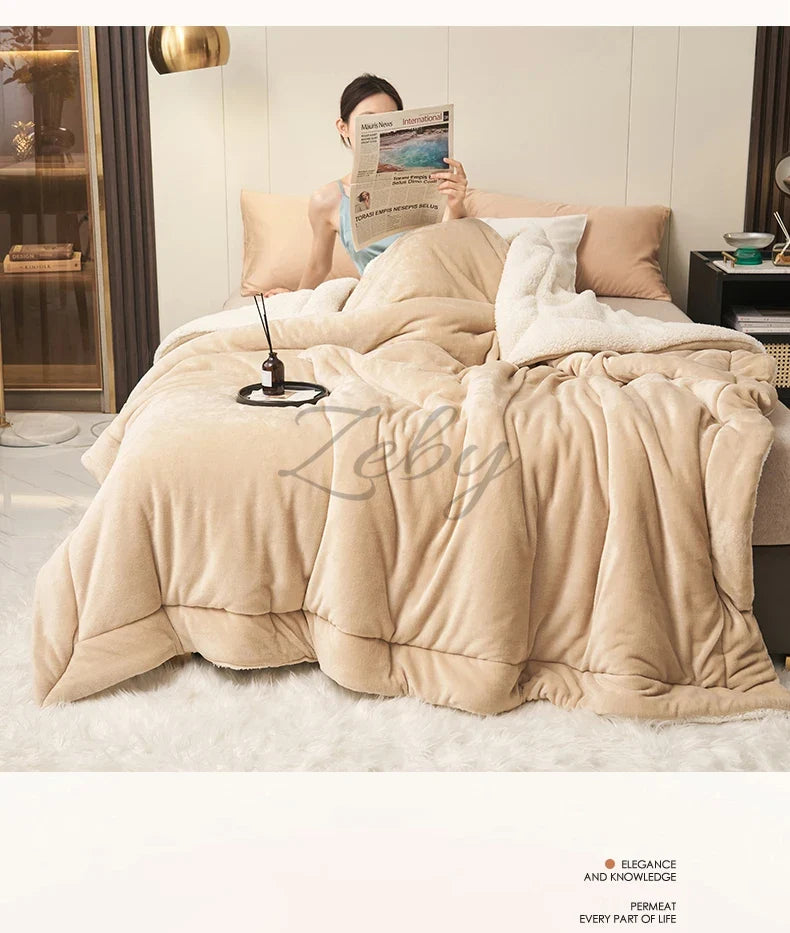 Spring Imitation Lambswool Multi-functional Blanket Queen Blankets for Bed Soft Plush Comfortable Milk Fleece Blanket for Throw