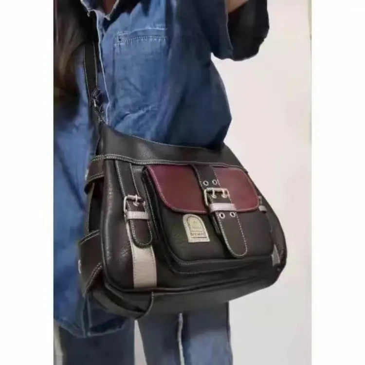 Y2K Vintage Crossbody Bag Women's Tote | High Quality PU Leather Shoulder Bag & Hip Hop Messenger Bag (Female Large Handbag Commuter)