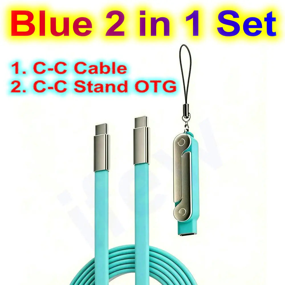 USB Type C Flat Phone Charger Fast Charging Cable C Kick Cable Stand Invisible Support Foldable Holder Charge Bracket For iPhone