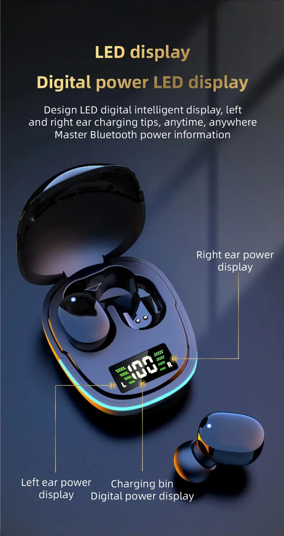G9S Bluetooth 5.1 In Ear Wireless Earbuds LED Power Display Low Latency Gaming HiFi Stereo Sports Headphones