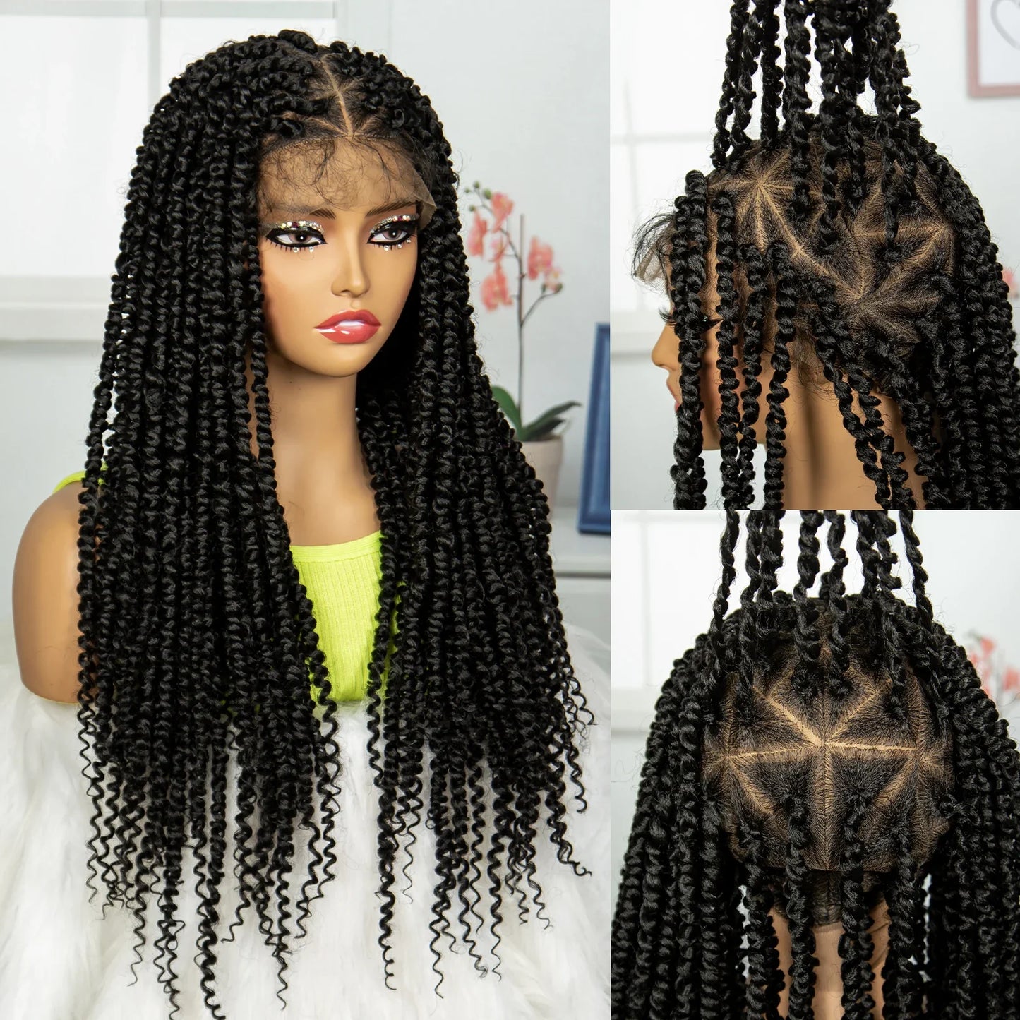 Burgundy Knotless Twist Dreadlocks Lace Front Wig | Crochet Braids | Full Lace | Black Women