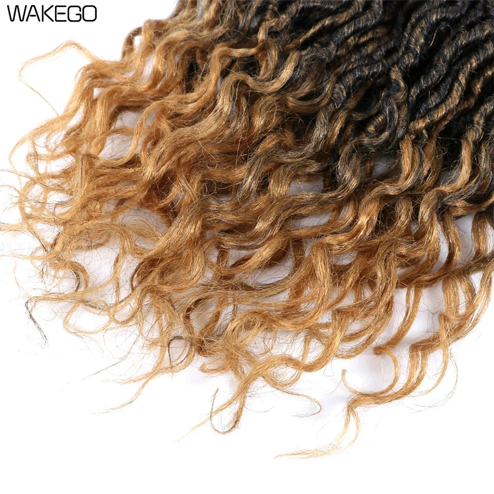 Goddess Faux Locs Crochet Hair | 18" Soft Curly Braids | Ombre Dreadlocks Extensions | 24 Strands/Pack