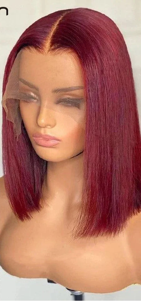 Rebecca #33 Reddish Brown Bob Wig | 13x6x1 T-Part Peruvian Remy Human Hair