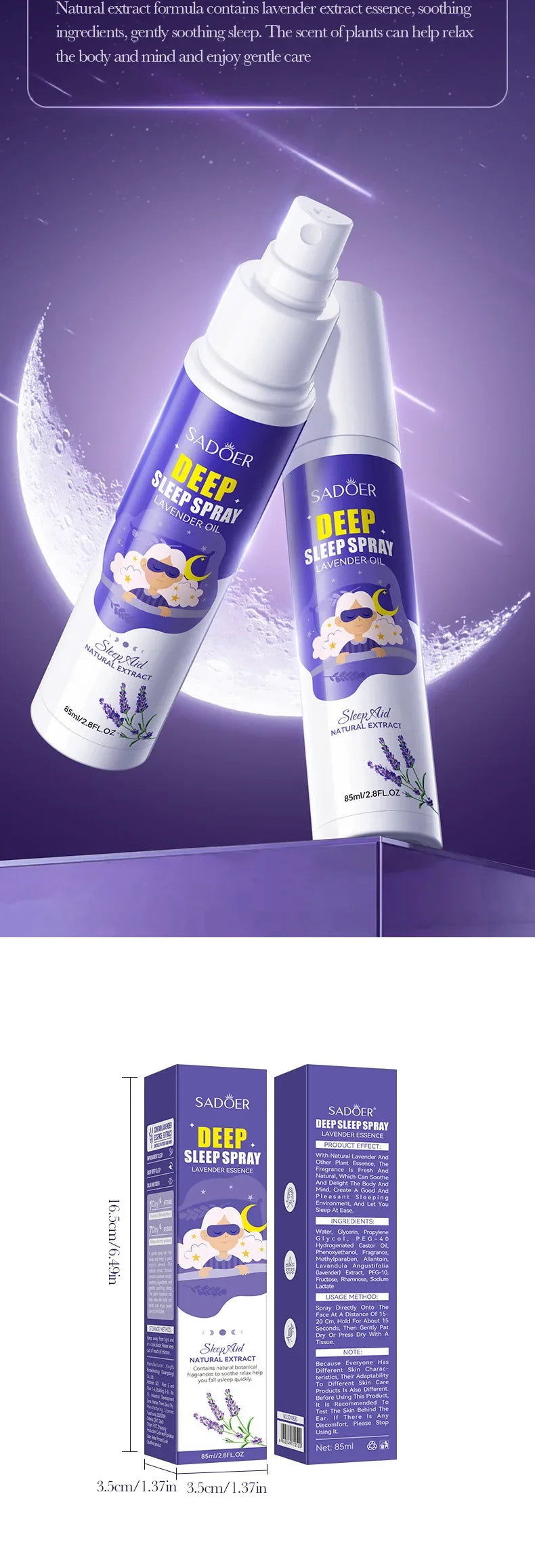 Lavender Sleep Spray 85ml Aromatherapy Sleep Lavender Pillow Mist Pillow  for Room Deep Sleep Spray