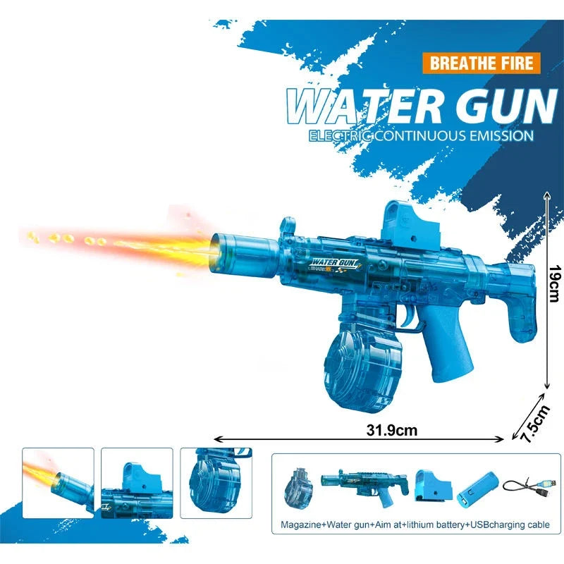 Simulated Firing and Recoil Electric Water Gun Toys Children Automatic Sensor Lights Water Pistol Summer Outdoor Beach Kids Toy