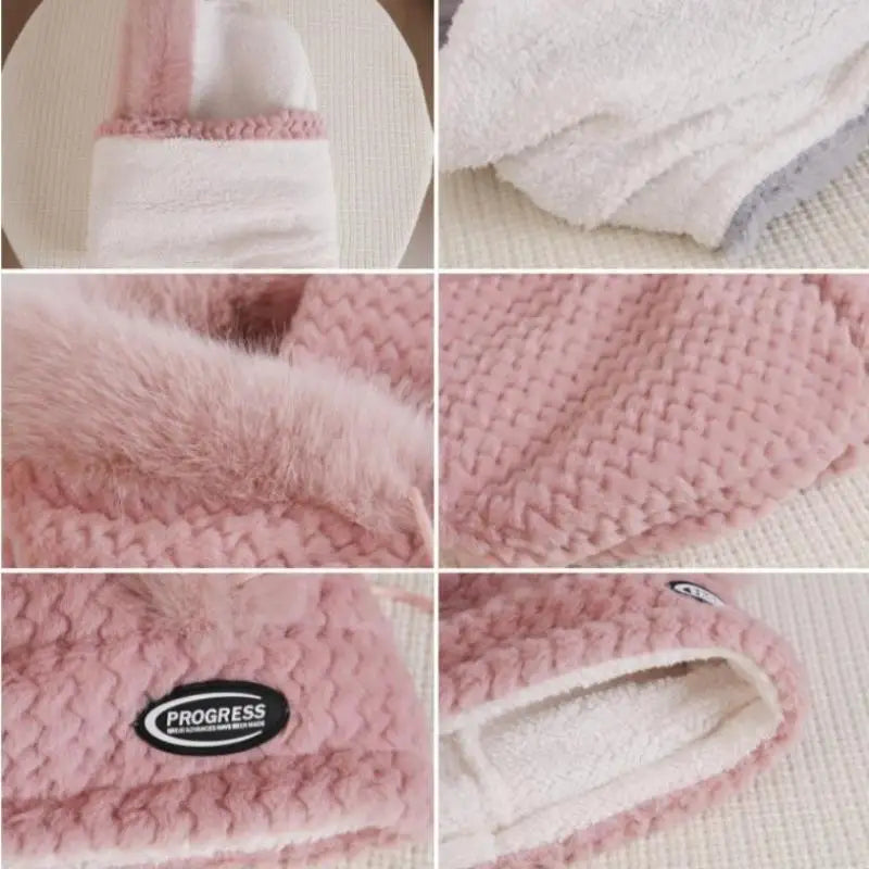 Simple Solid Color Cycling Windproof Cap Thickened Neck Warmer Ear Protection Hat Keep Warm Windproof Winter Hat Scarf Set