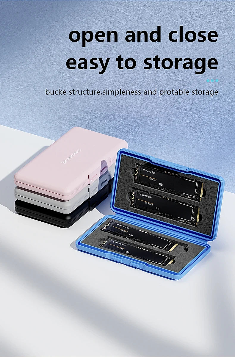 4-Slot M.2 SSD Case Storage Case 2280 SSD Enclosure Bag for SSD Case SATA NVme Hard Disk Box for SSD Shockproof Portable Box