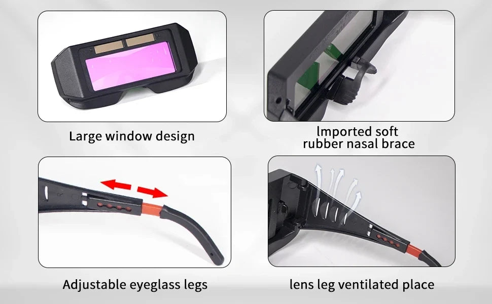 Solar Powered Welding Helmet Auto Darkening Welding Goggles LCD Welder Glasses for TIG MIG MMA Plasma Welder Glasses