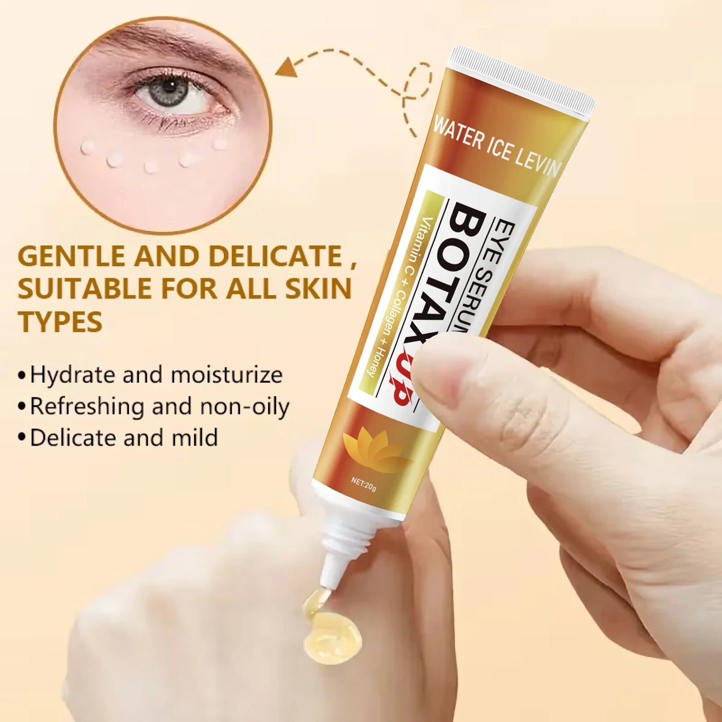 Eye Cream with Vitamin C & Collagen for Dark Circles, Moisturizing & Brightening, 20g Buy 1 Get 1 Free, Fast Shipping
