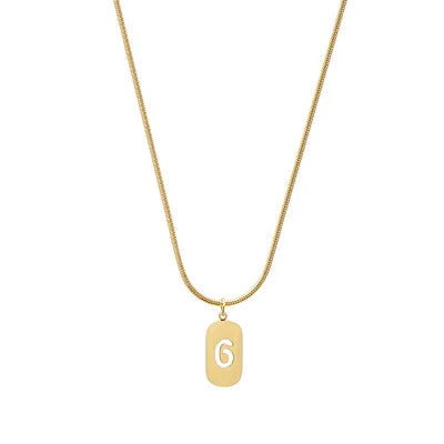 Stainless Steel Angel Number Necklace 0 1 2 3 4 5 6 7 8 9 Rectangle For Women Men Hollow Lucky Number Chain Necklaces Jewelry