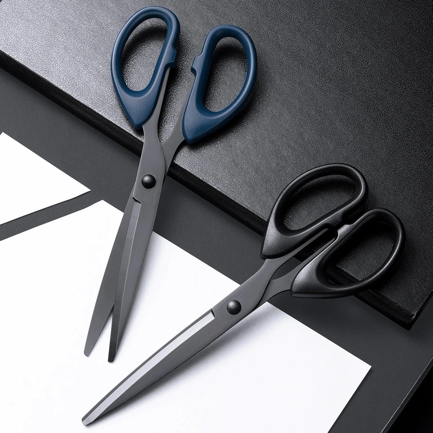 Professional Office Scissors 180mm Heavy Duty Scissors with Black Blade Sharp Stainless Steel Cutting Tool for Paper Craft