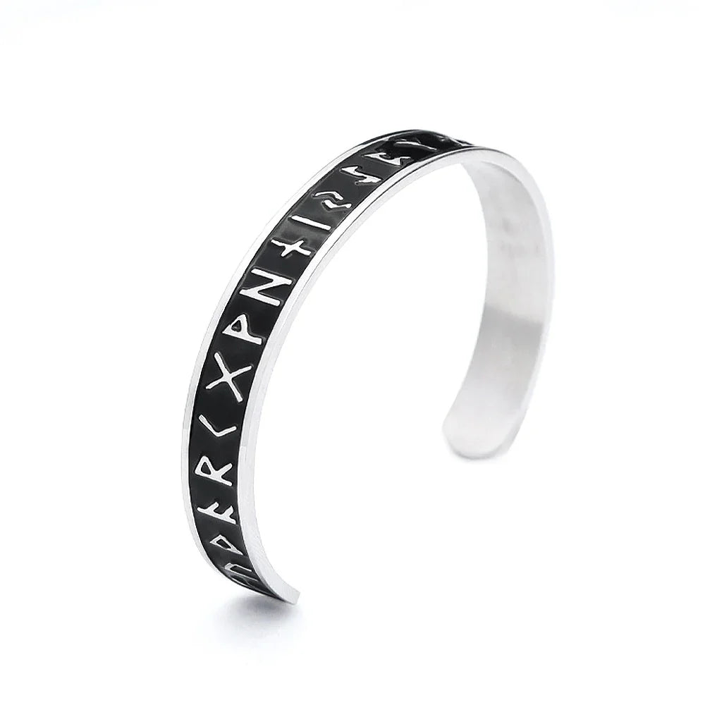 Vintage Nordic Vikings Rune Simple Bracelet For Men Women 316L Stainless Steel Fashion Opening Cuff Bangles Amulet Jewelry Gifts