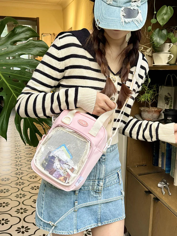 Casual Girl Ulzzang Ita Bag | Small Versatile Crossbody & Transparent Bar Chi Cute Shoulder Mobile Bag