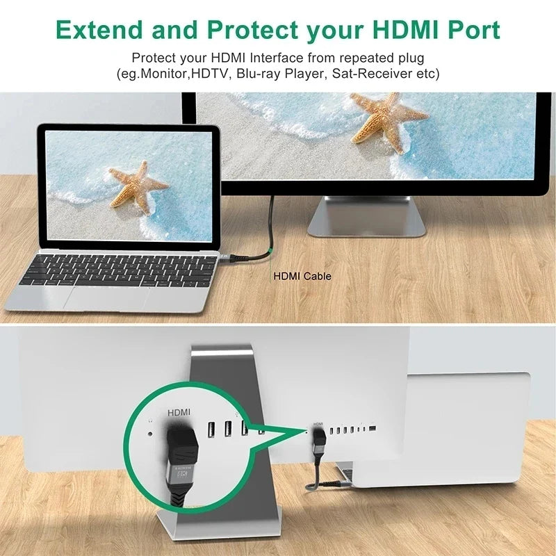 MIZIQIER 8K HDMI 2.1 Adapter 90 270 Degree Male to Female, 8k60Hz 4k120Hz,48Gbps,Compatible PS5/4, HDTV, Roku, TV Stick, PC