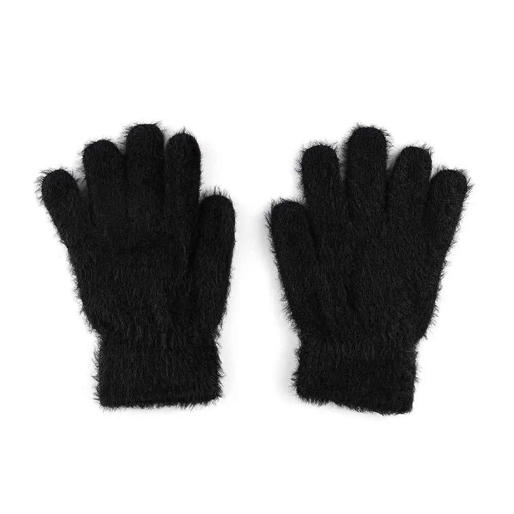 Winter Gloves Mink Velvet Five Finger Gloves Plush Warm Cold-proof Gloves Women Outdoors Cycling Solid Color Mittens