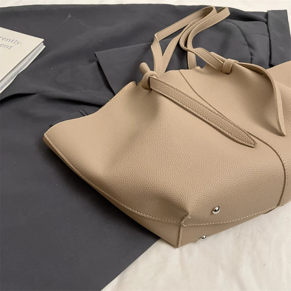 Luxury Designer 2-in-1 Shopper Tote Set | Branded Soft PU Leather Shoulder Handbag for Women (Big Capacity)