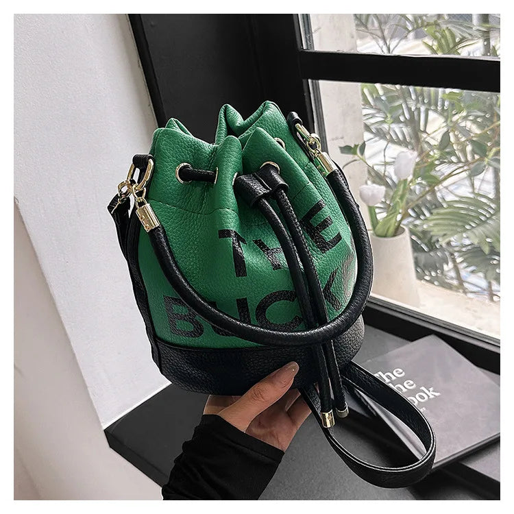 Women's Bucket Bag | PU Drawstring Shoulder and Crossbody Handbag
