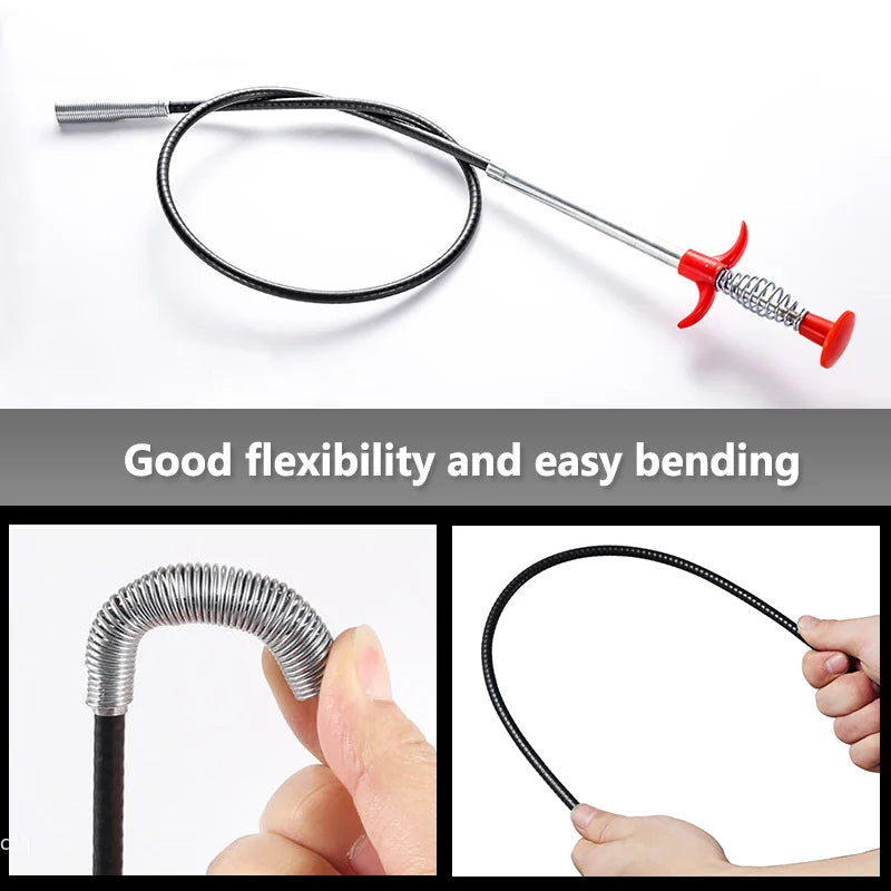 58-60cm Spring Drain Snake Pipe Dredging Tools Kitchen Clog Remover Bending Si Drain Cleaner Sticks Household Cleaning Tool