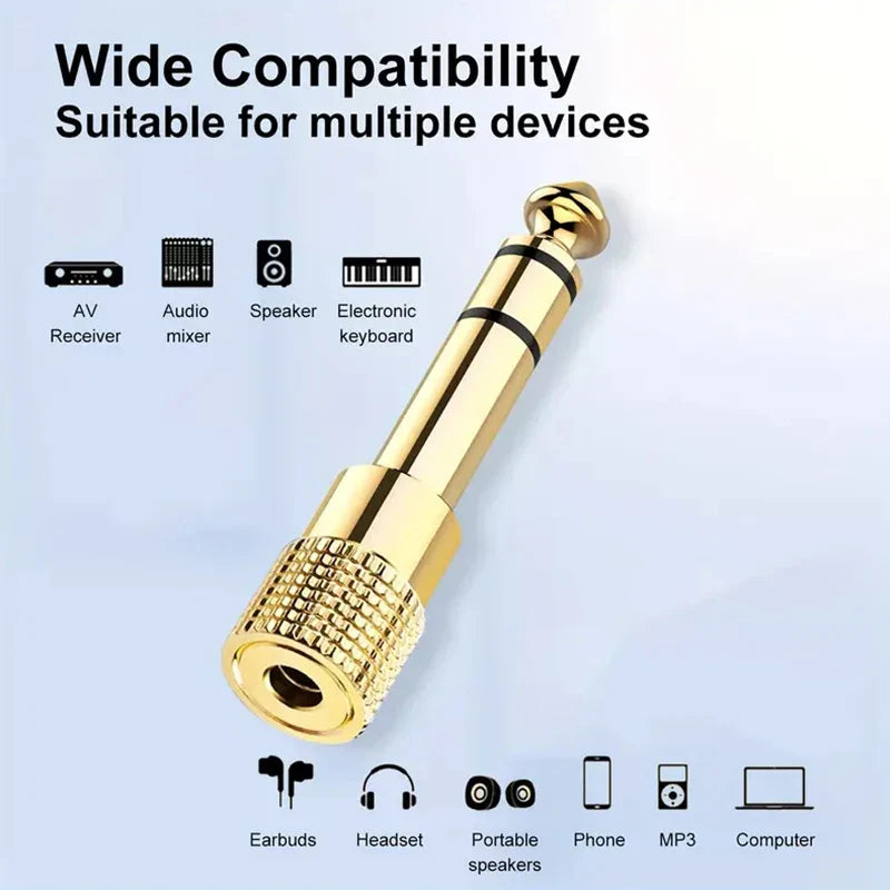 Jack 6.5 6.35mm Male Plug to 3.5mm Female Connector Gold Plating Headphone Microphone AUX Audio Plug
