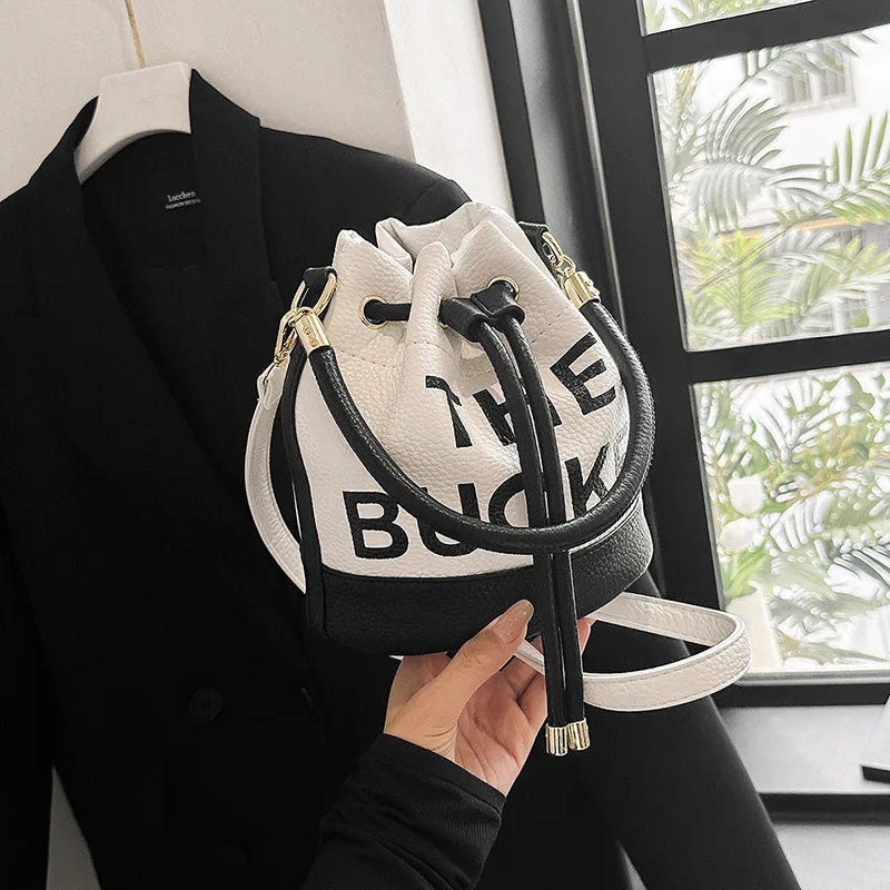 Women's Bucket Bag | PU Drawstring Shoulder and Crossbody Handbag