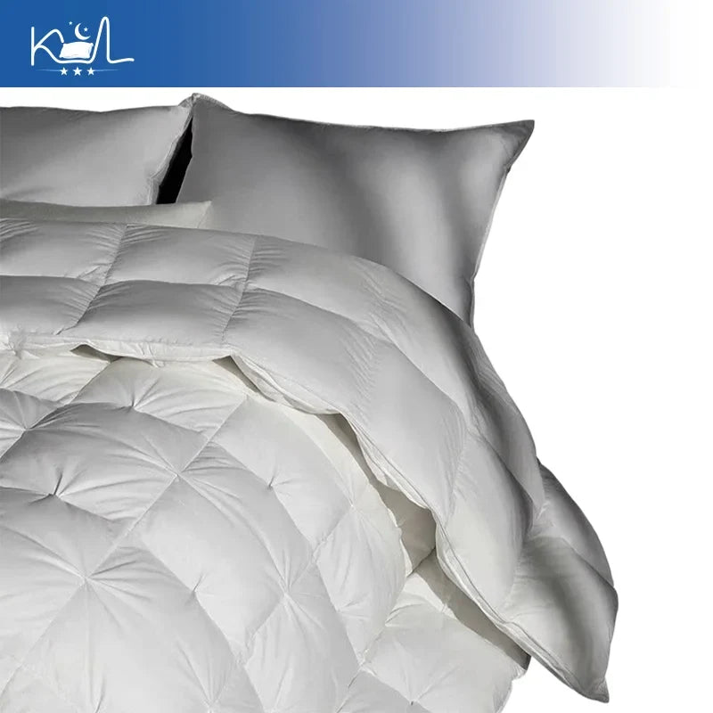3D Luxury Quilted 100% Premium Goose Down Comforter King Queen Full Size Winter Thick Solid Color Duvet