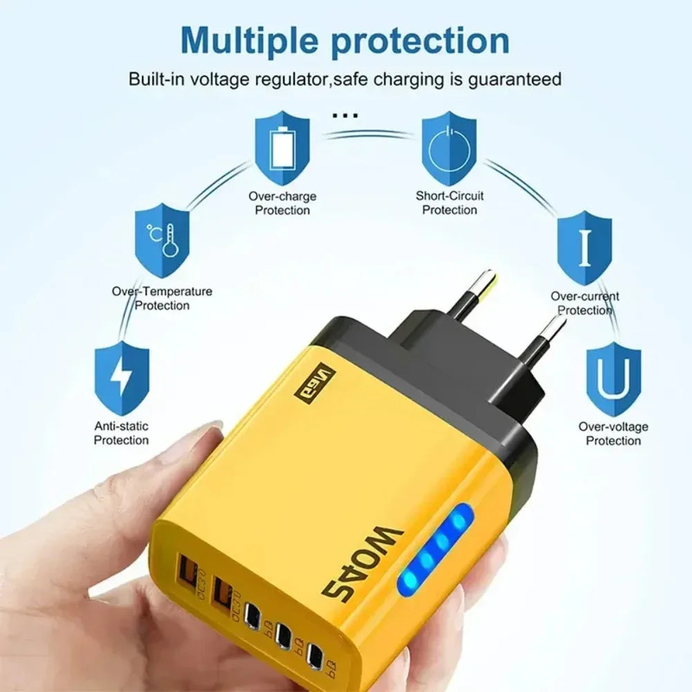 Type C USB 240W Fast Charging Charger GaN USB C Phone Charger Wall Adapter Quick Charge 3.0 With PD Cable For iPhone 17 Samsung
