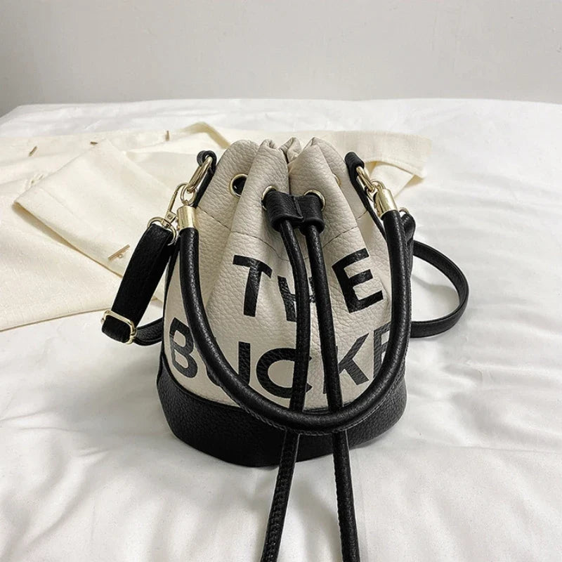 Women's Bucket Bag | PU Drawstring Shoulder and Crossbody Handbag