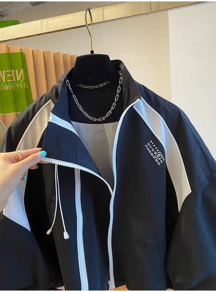Zipper Design Niche Loose Casual Stand Collar Windbreaker Jacket Spring and Autumn Short Jacket Jacket Top