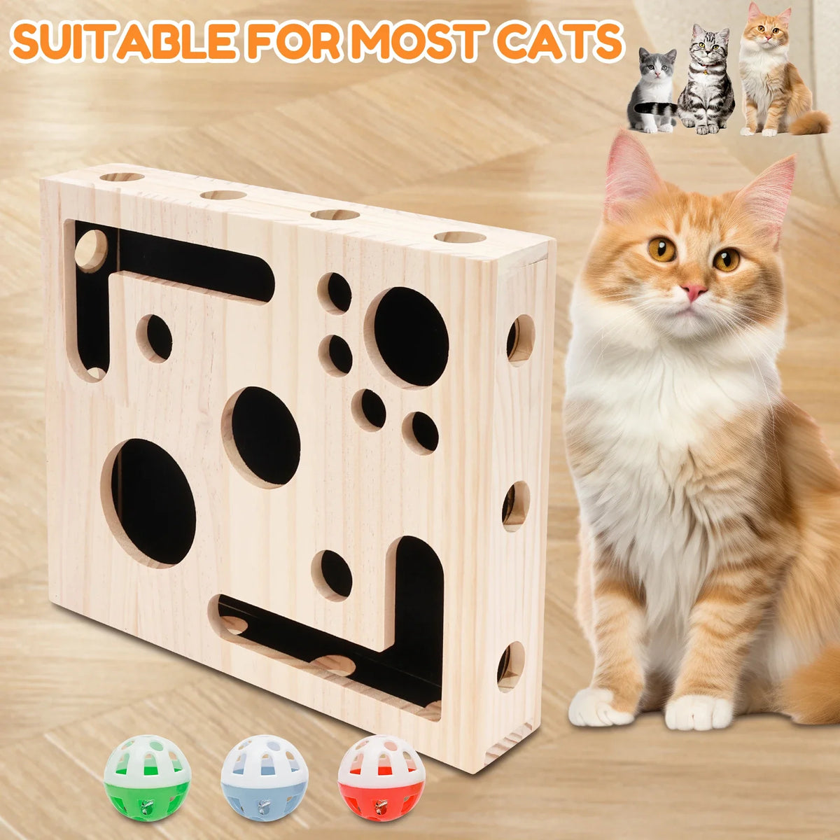 Cat Nail File Box Toy with Bell Ball and Sandpaper Inside Cat Scratch Puzzle Play Nail Care Interactive Pet Toy Stress Free
