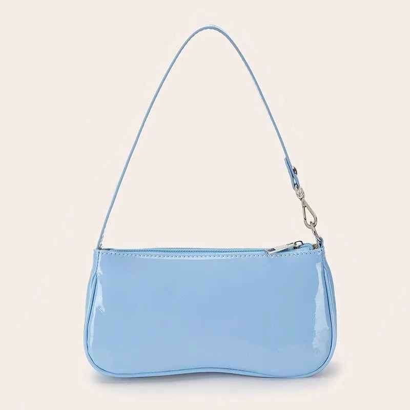 Retro Solid Color PU Leather Shoulder Bag | Fashionable Women's Casual Designer Hobo Underarm Handbag (Baguette Shape, All Seasons)