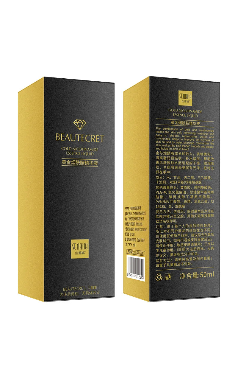 100ml 24k Gold Nicotinamide Facial Essence Hydrating and Moisturizing and Preventing Dryness Skin Hyaluronic Acid Face Serum