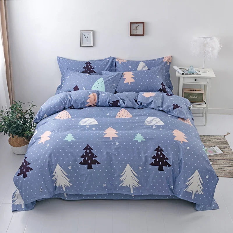 3PC 100% Cotton Duvet Cover Set Printing Bedding Set Cotton Soft Skin Friendly 1 Quilt Cover 2 Pillowcase