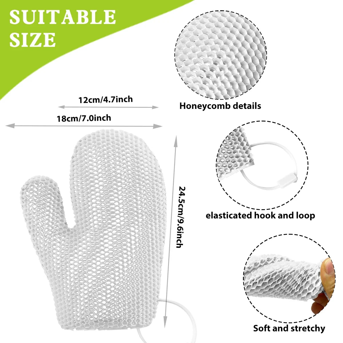 Exfoliating Shower Glove with Colorful Honeycomb Weave and TPU High Elasticity Antibacterial Material - Gentle, Safe and Durable