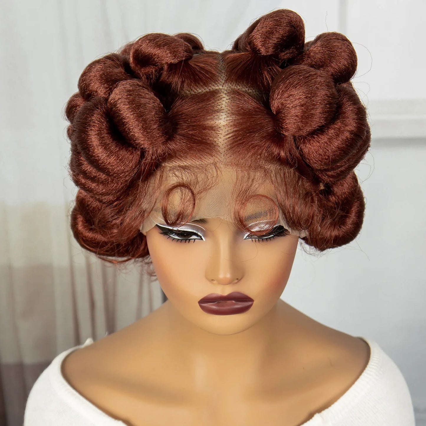 Ginger Full Lace Handmade Bantu & Dreadlock Braided Wig with Baby Hair | Synthetic Braided Wig for Black Women