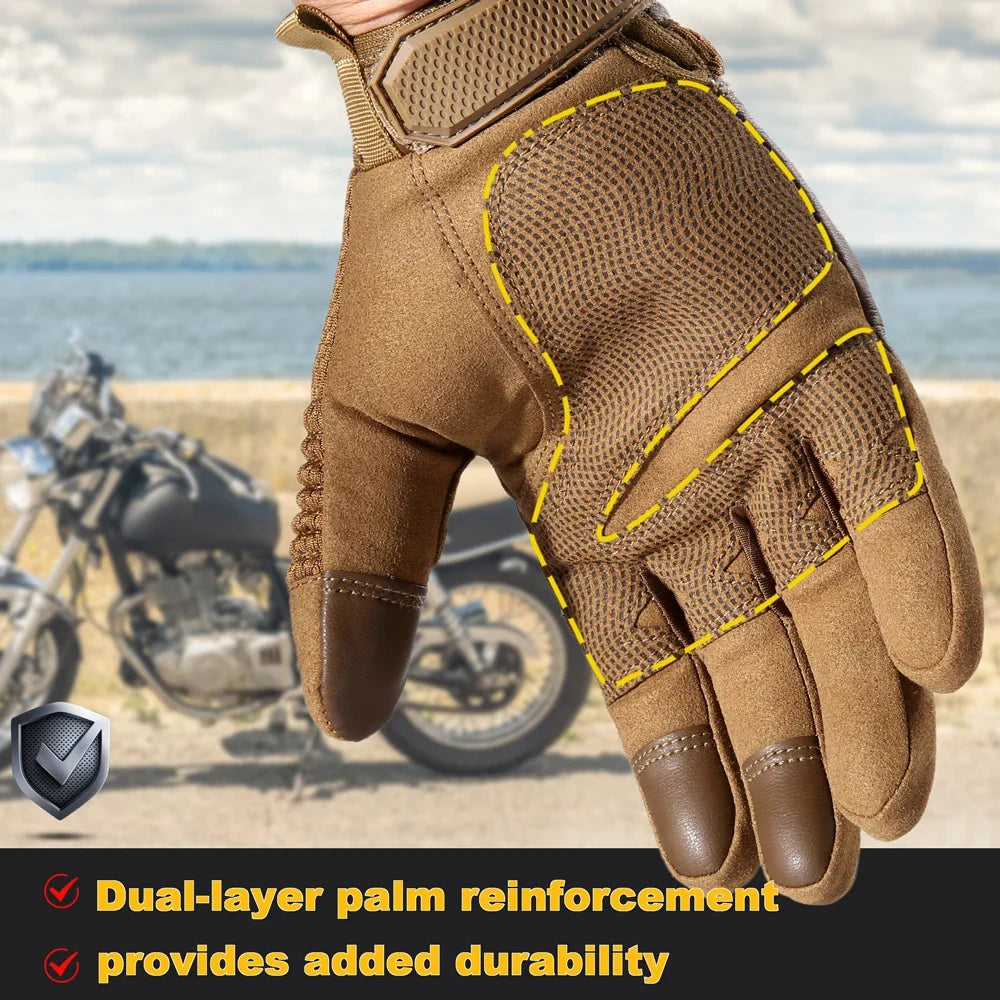 Touchscreen PU Leather Motorcycle Gloves Racing Pit Bike Riding Motorbike Moto Motocross Enduro Non-slip Protective Gear Men