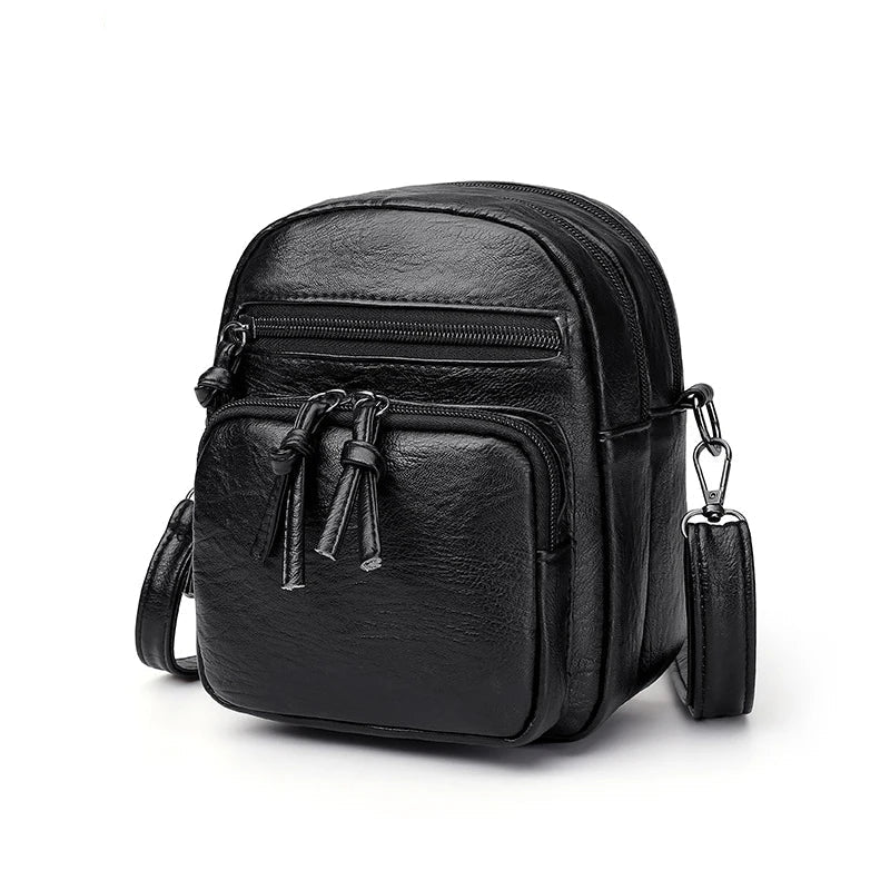 Vintage Crossbody Bag for Women | Soft PU Leather Shoulder Bag (Multifunction Messenger, Small Square Bag, Big Capacity)