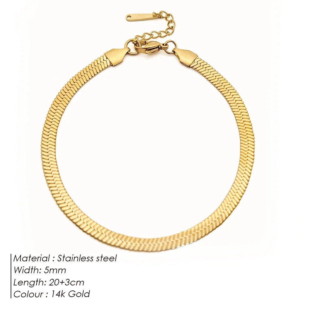 EMANCO 4MM Snake Chain Anklet Womens Beach Chain Stainless Steel Anklet Gift Drop/Wholesale Factory Direct Sales