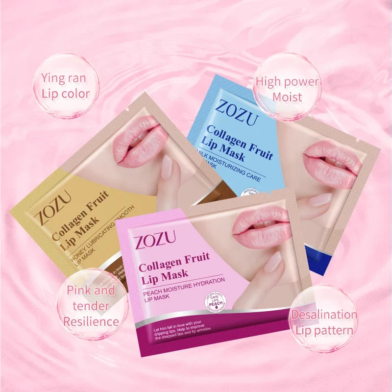 10pcs ZOZU Crystal Collagen Lip Mask Plump Lips Moisturizing Anti Wrinkles Nourishing Lip Patches Lips Plumper Skin Care