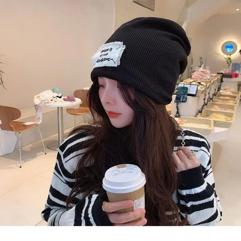 Casual Keep Warm Thin Knit Hat Cute Outdoor Cold Cap Ear Protection Warm Stack Hat For Men Women