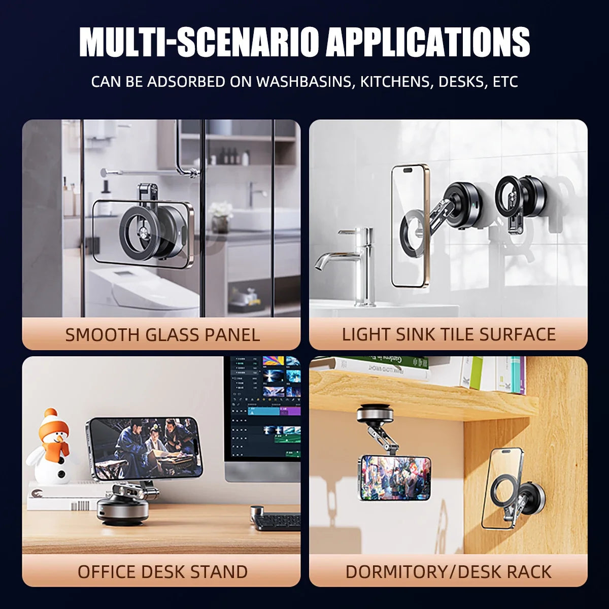 Vacuum Magnetic Suction Cup Car Mobile Phone Mount Universal Folding Phone Stand Universal Auto Phone Stand for 4-7 Inches