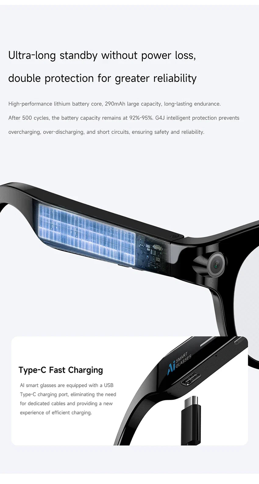 Lenovo 2026 New 8K AI Translation AI Smart Glasses Bluetooth Calling Music Player Camera Control Anti Blue Light Sunglasses