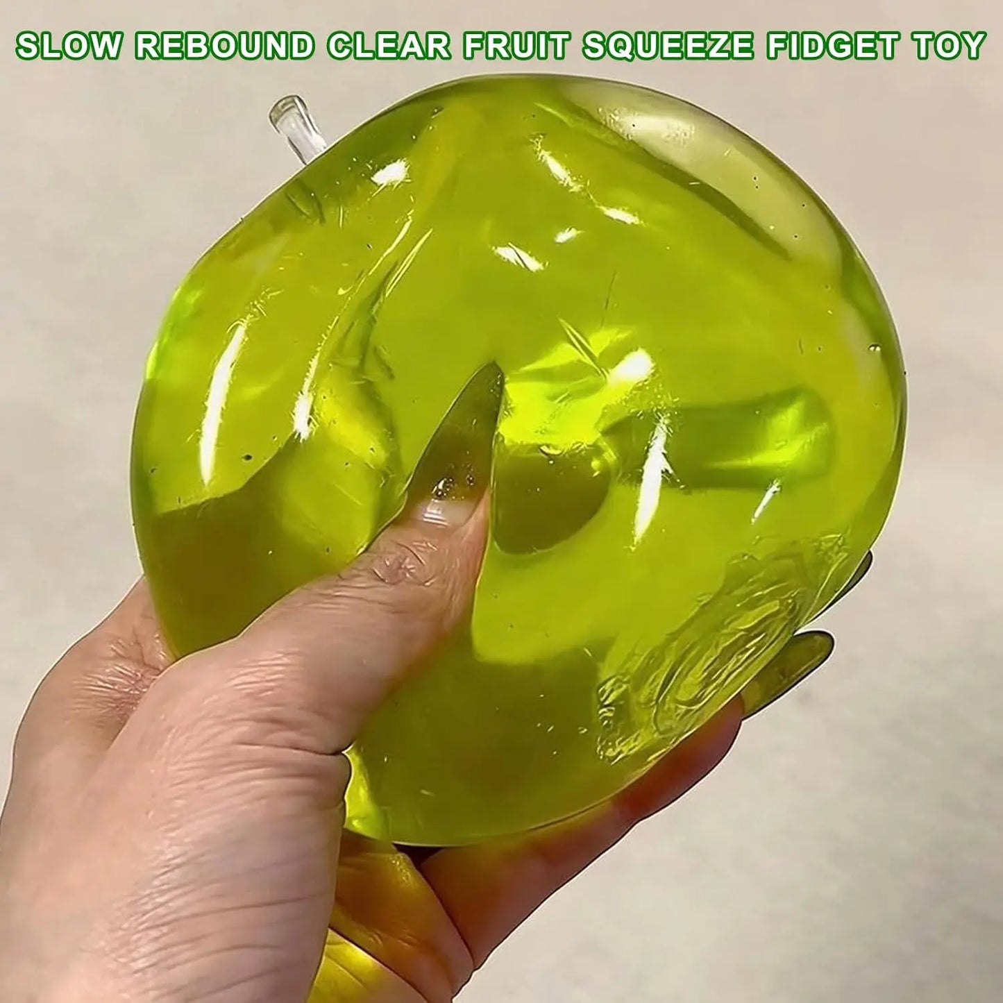Apple Soft Fidget Toys,Stress Relief Toy, Green Apple Squishy, Squishy Apple Slow Rising Fruit Squishies, Clear Cute Fruit Stress Ball for Adults, Cute Funny Desk Decor