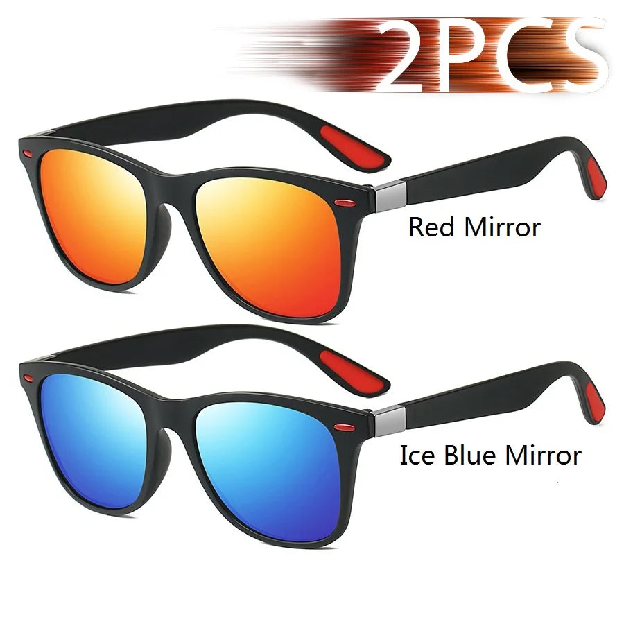 1-2-3PCS Fashion Vintage Square Unisex Driving Fishing Sunglasses Men Women Luxury Brand Designer Sun Glasses Anti-Glare Eyewear